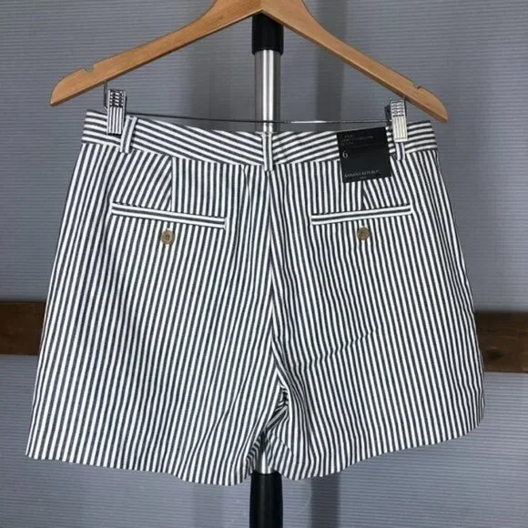 BANANA REPUBLIC FACTORY NWT Blue White Stripe 5" Shorts Sz 6 - Picture 3 of 7